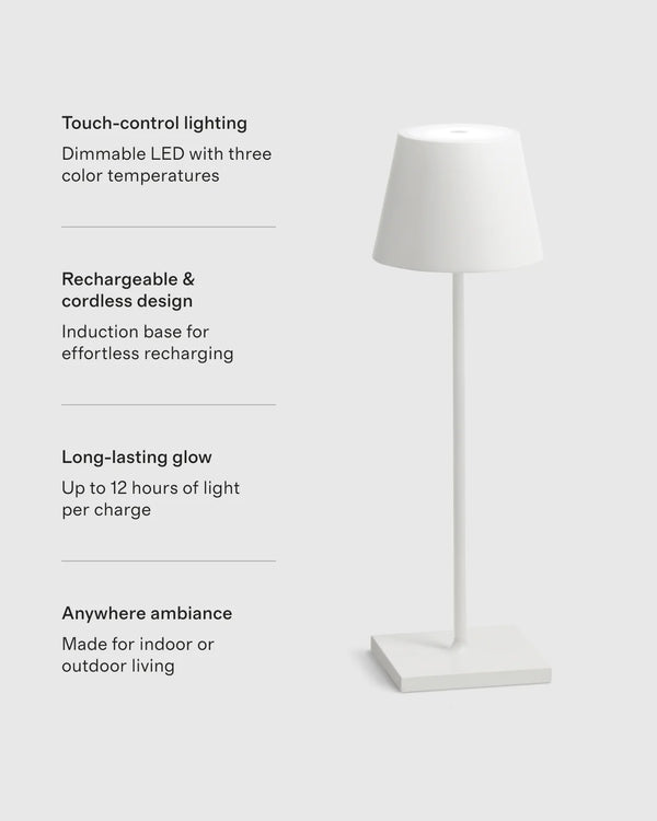 Poldina Pro Rechargeable Table Lamp by Zafferano - Regular / White