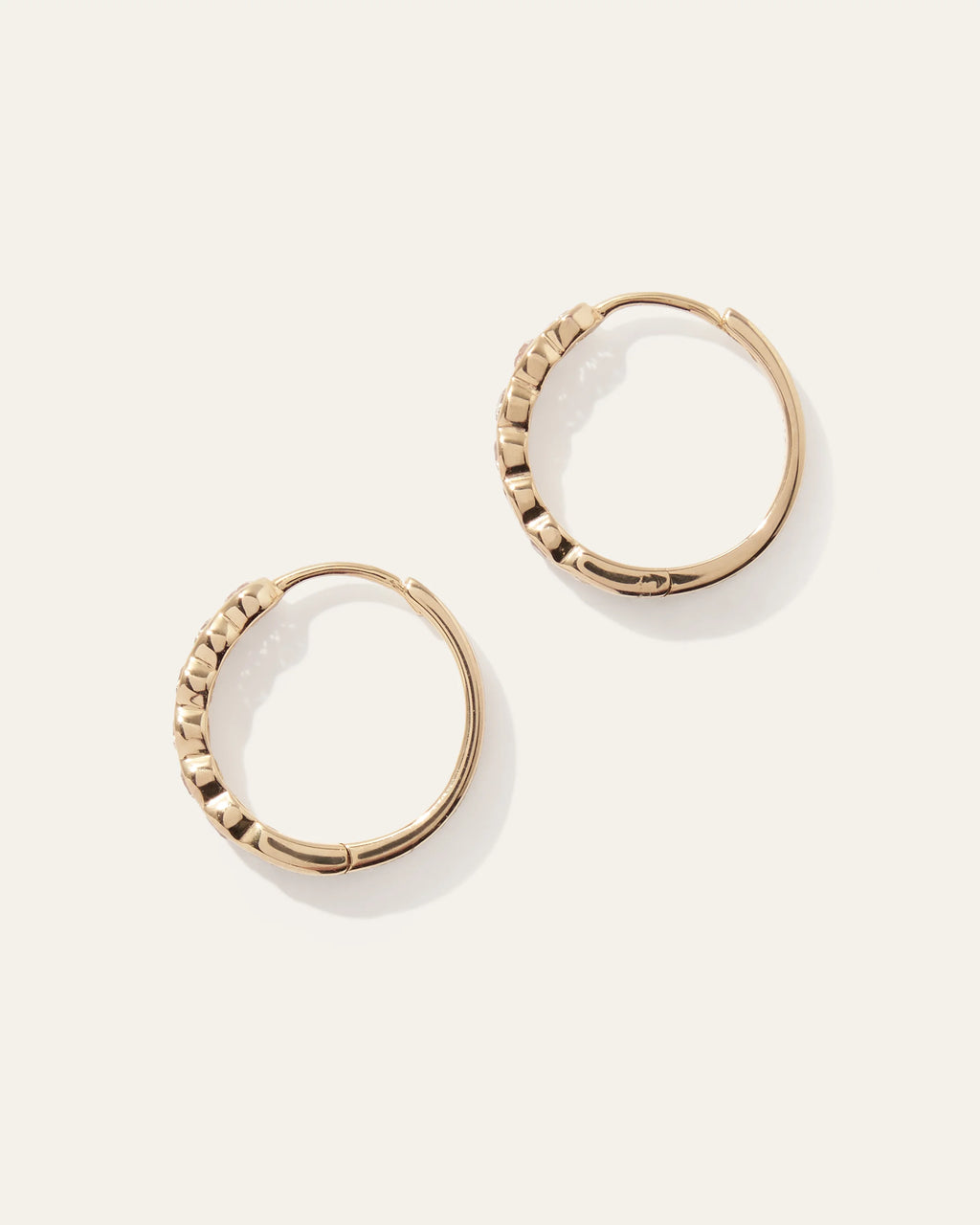 White Sapphire Bezel Hoops - One Size / Gold Vermeil