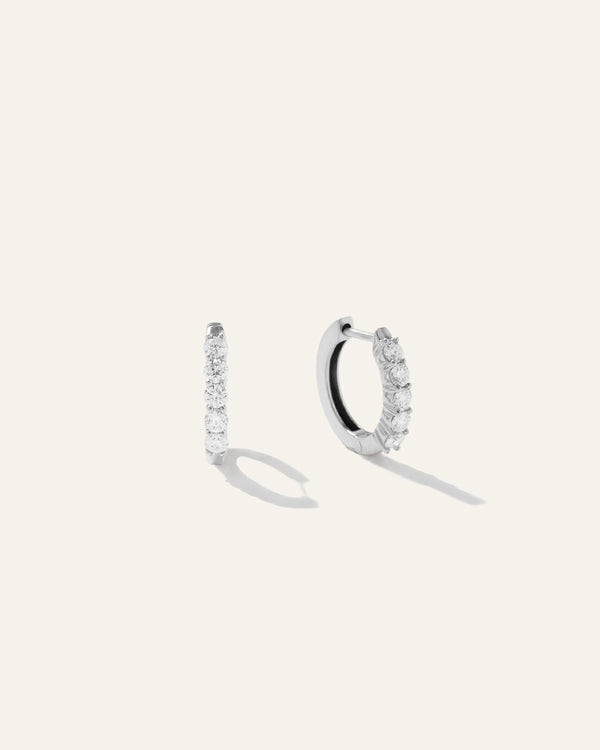 14K Gold Diamond Classic Huggie Hoops - One Size / Yellow Gold