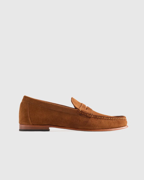 Essential Suede Penny Loafer - 7 / Whiskey