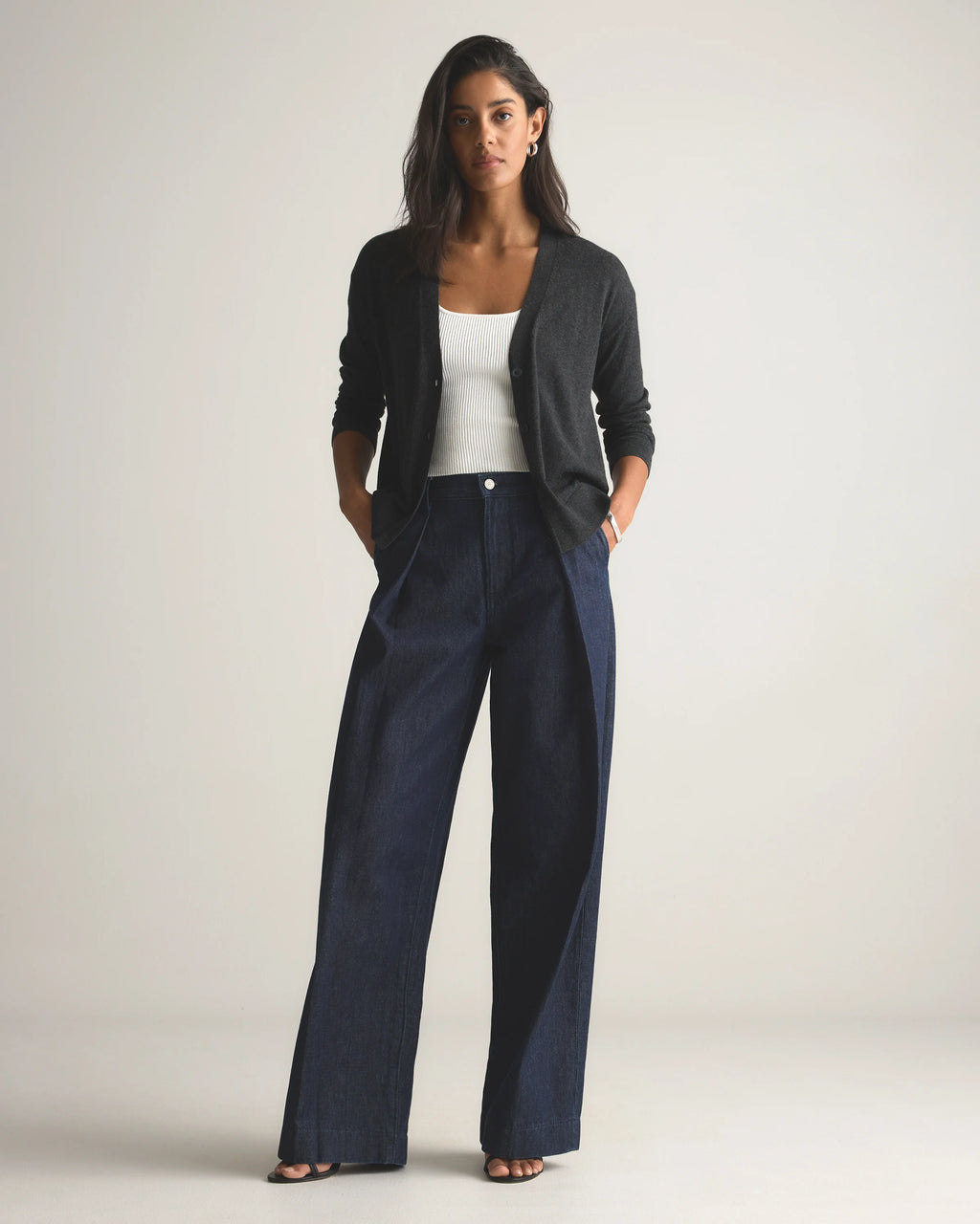 Lightweight Cotton Cashmere Cardigan - XS / Heather Oatmeal