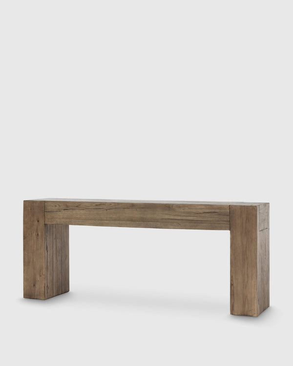 Reclaimed Oak Waterfall Console Table - One Size / Weathered Oak