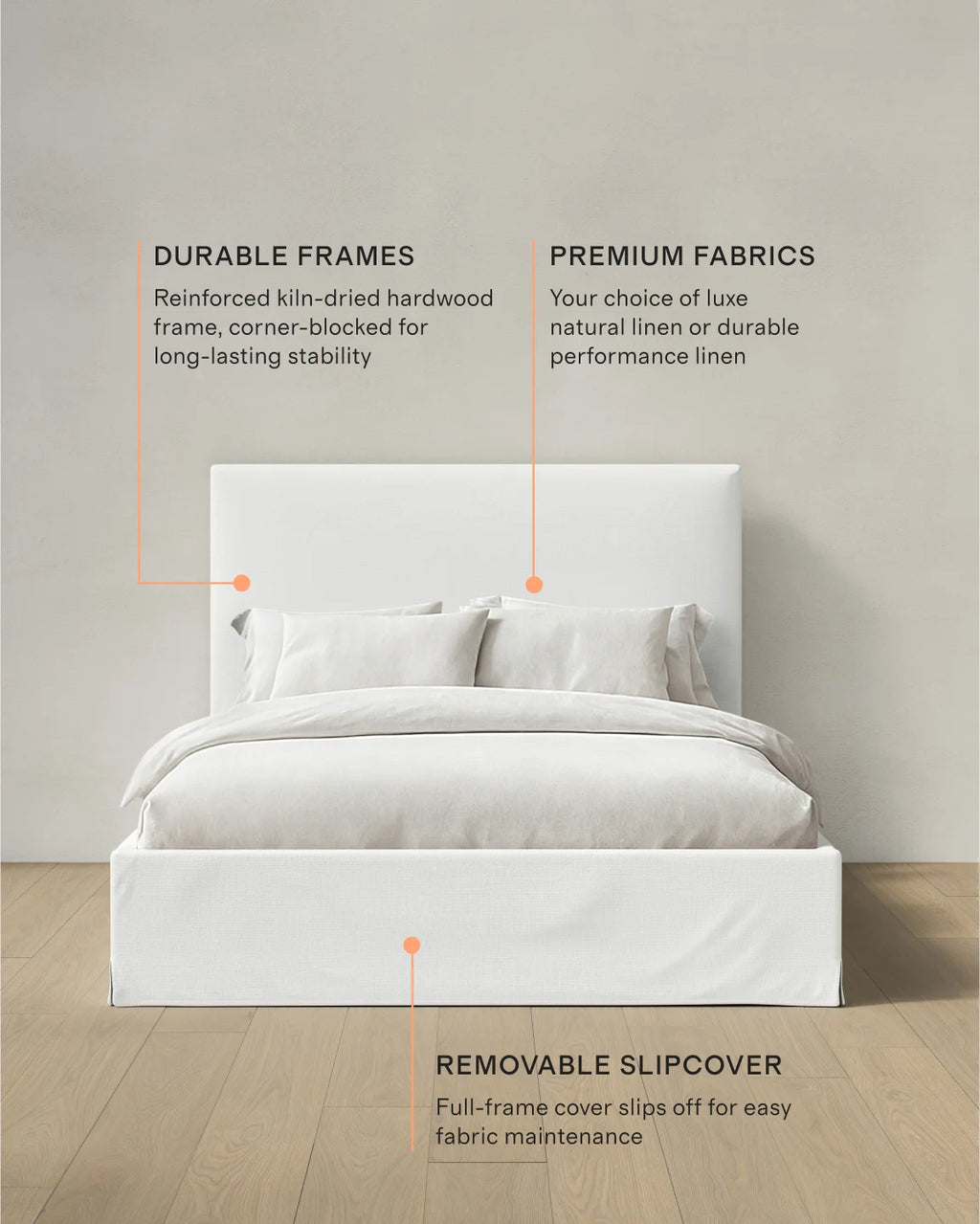 Slipcover Bed in 100% Linen - Full / Flax
