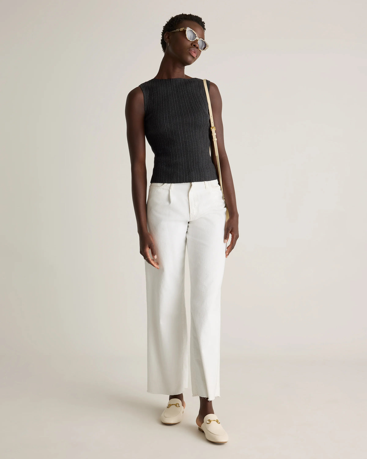 Cotton Cashmere Ribbed Tank - XS / Heather Oatmeal