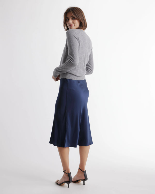 100% Washable Silk Skirt - XS / Champagne
