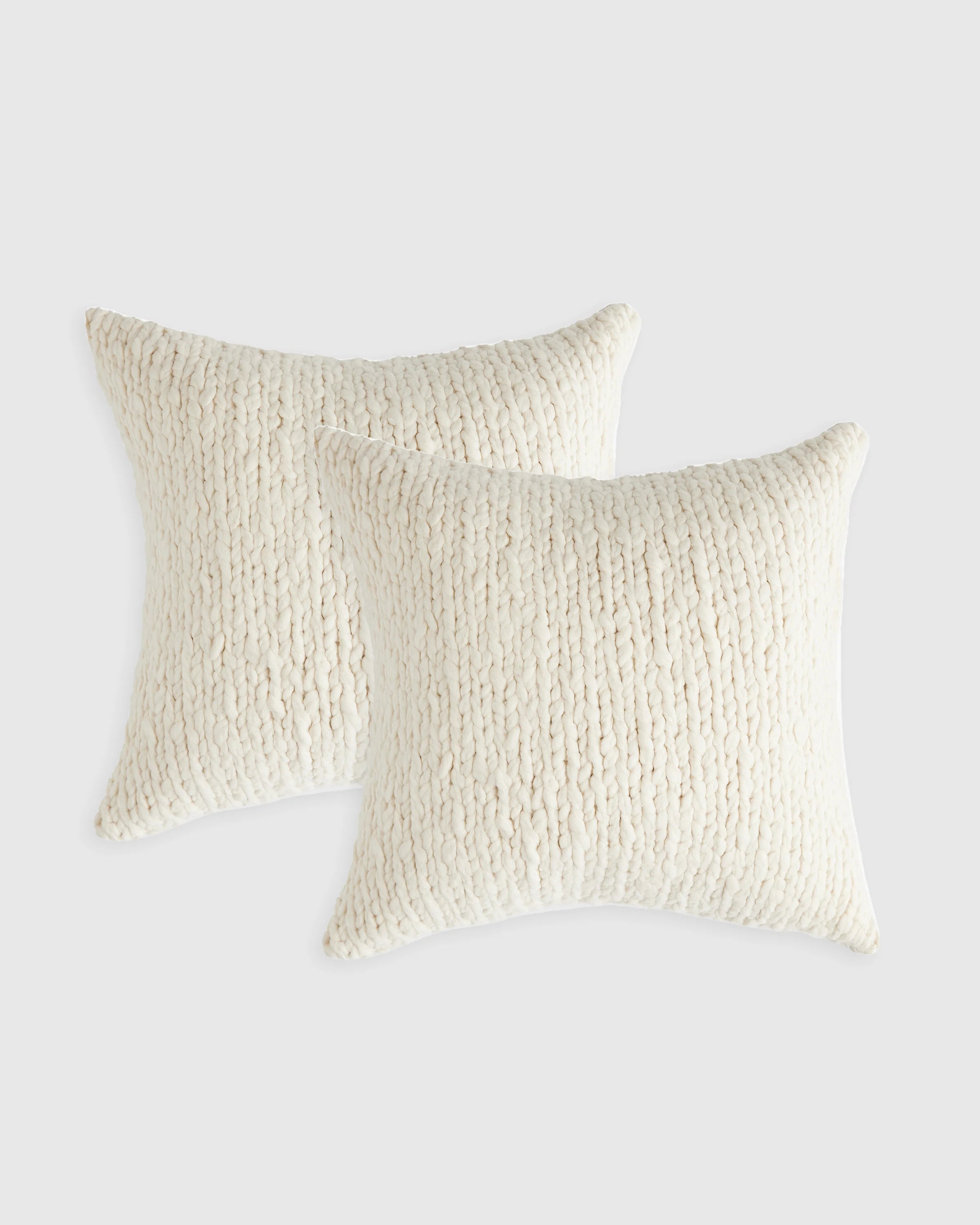 Chunky Hand Knit Wool Pillow Cover (Set of 2) - 20x20 / Neutral Secondary image