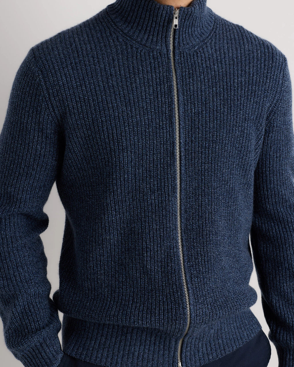 Mongolian Cashmere Fisherman Full Zip Sweater - S / Teak