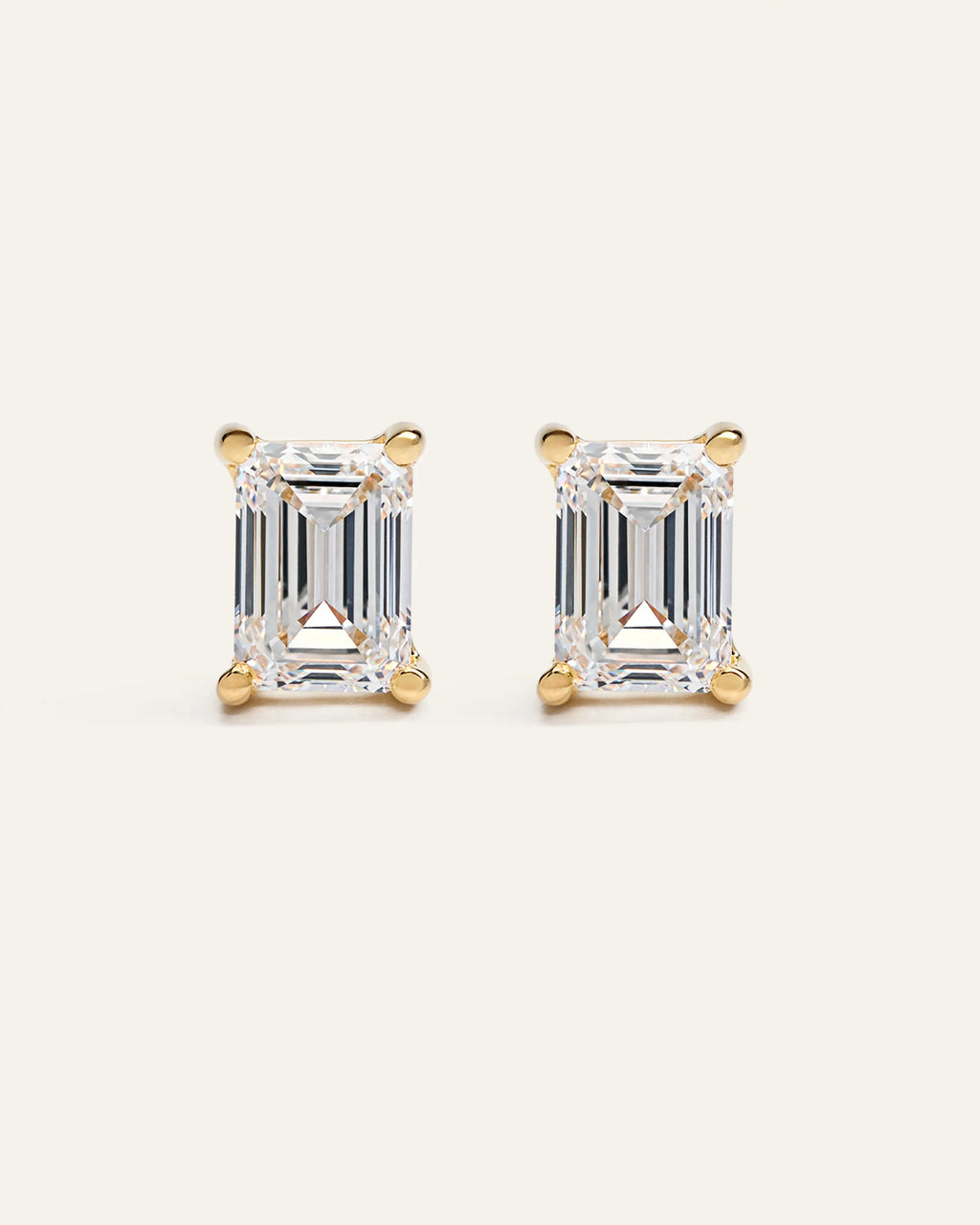 14K Gold Lab Grown Diamond Statement Emerald Studs - 8ctw - One Size / Yellow Gold