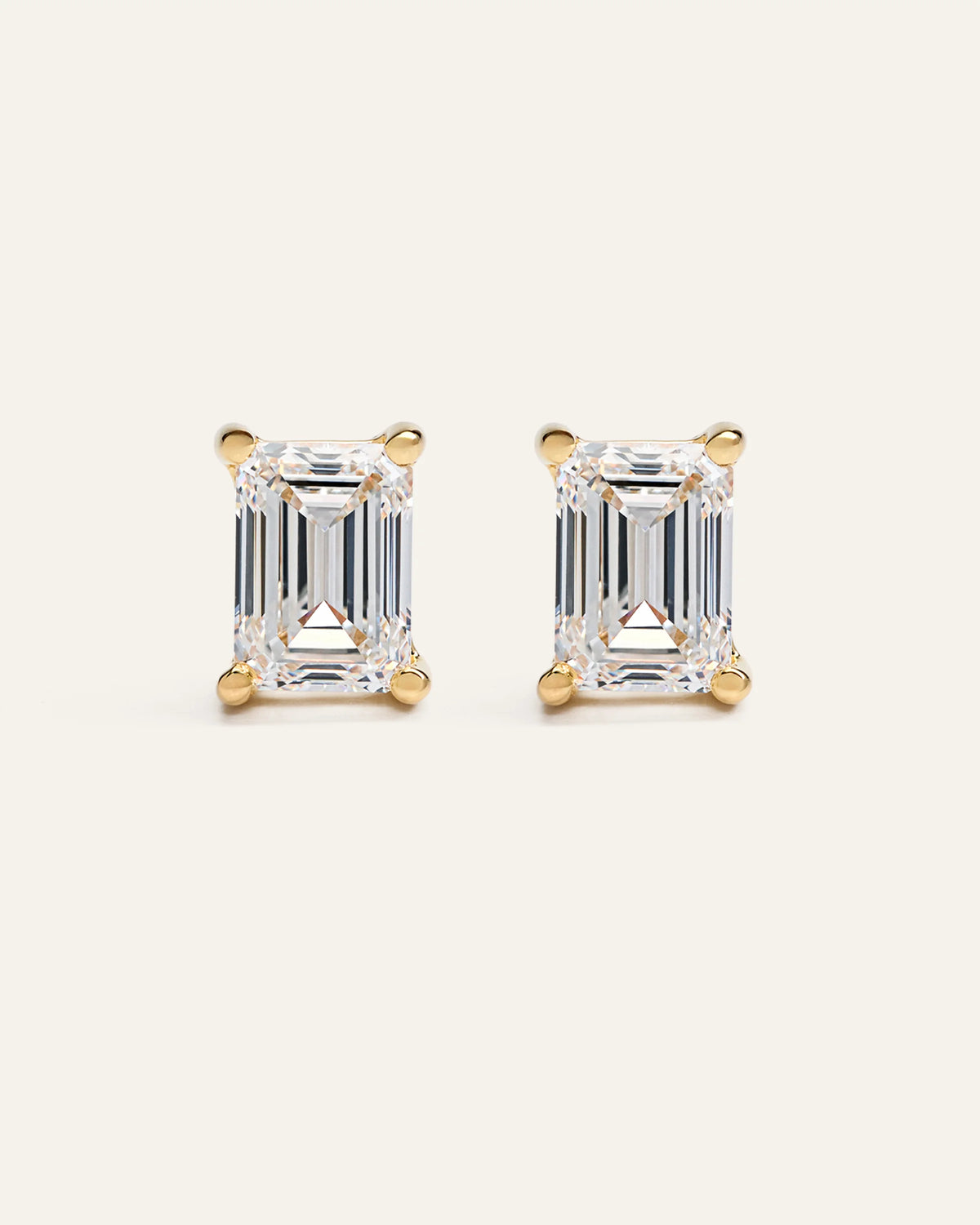 14K Gold Lab Grown Diamond Statement Emerald Studs - 8ctw - One Size / Yellow Gold Main image
