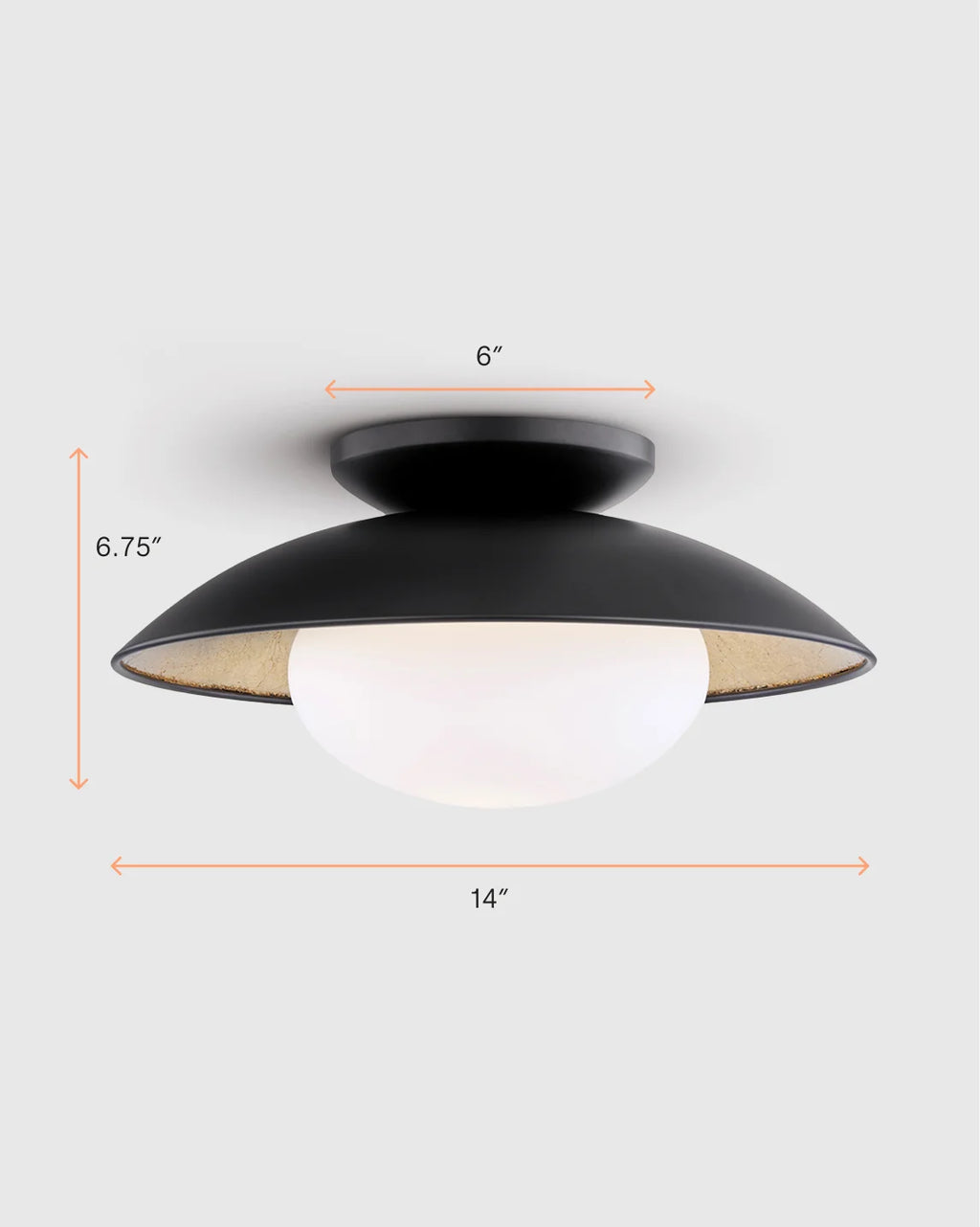 Steel and Gold Foil Flush Mount - One Size / White