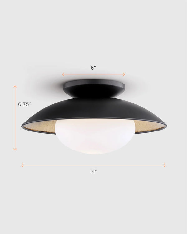 Steel and Gold Foil Flush Mount - One Size / White