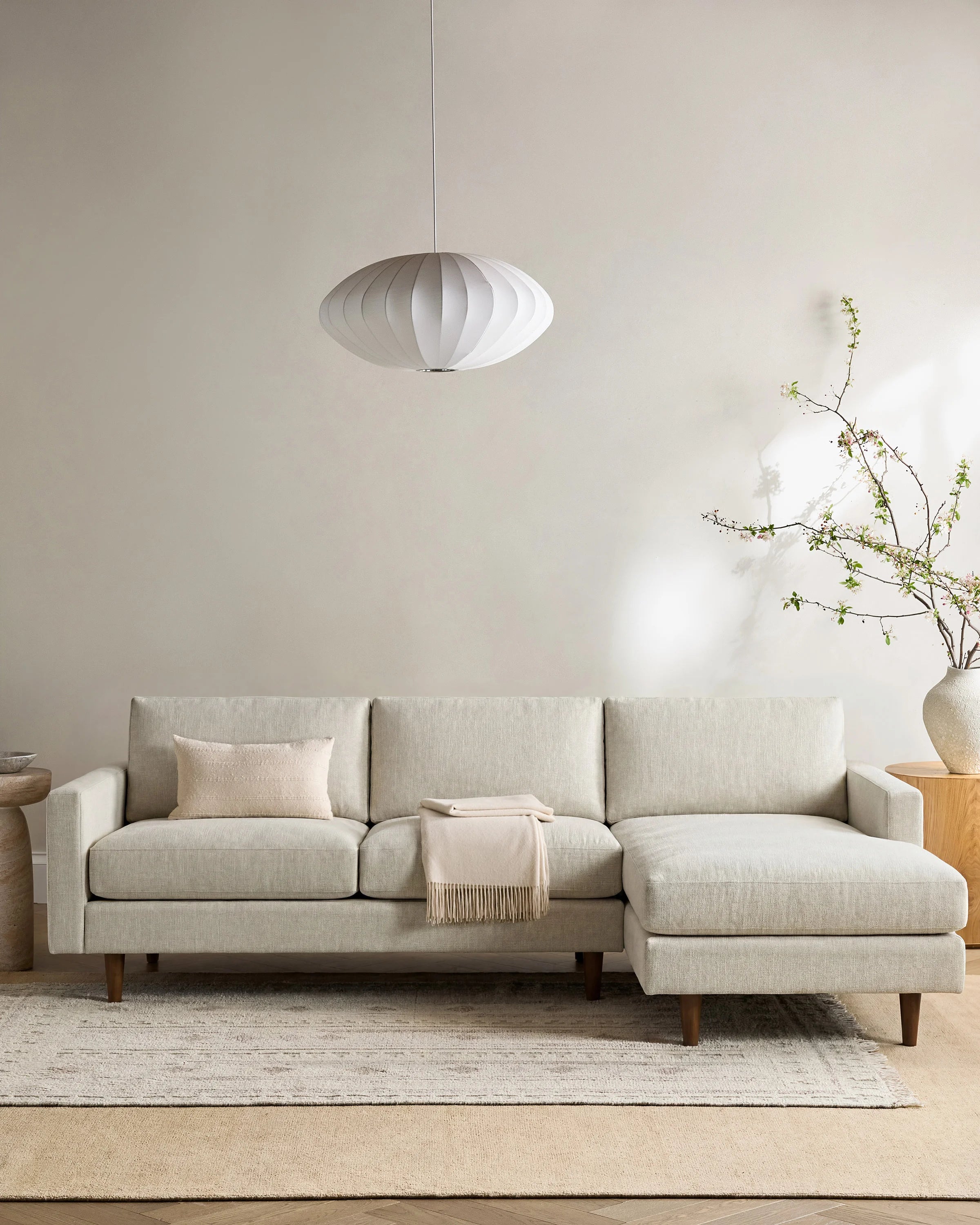 Atlas Midcentury Chaise Sectional in Performance Basketweave - 106" Right Arm / Navy Secondary image