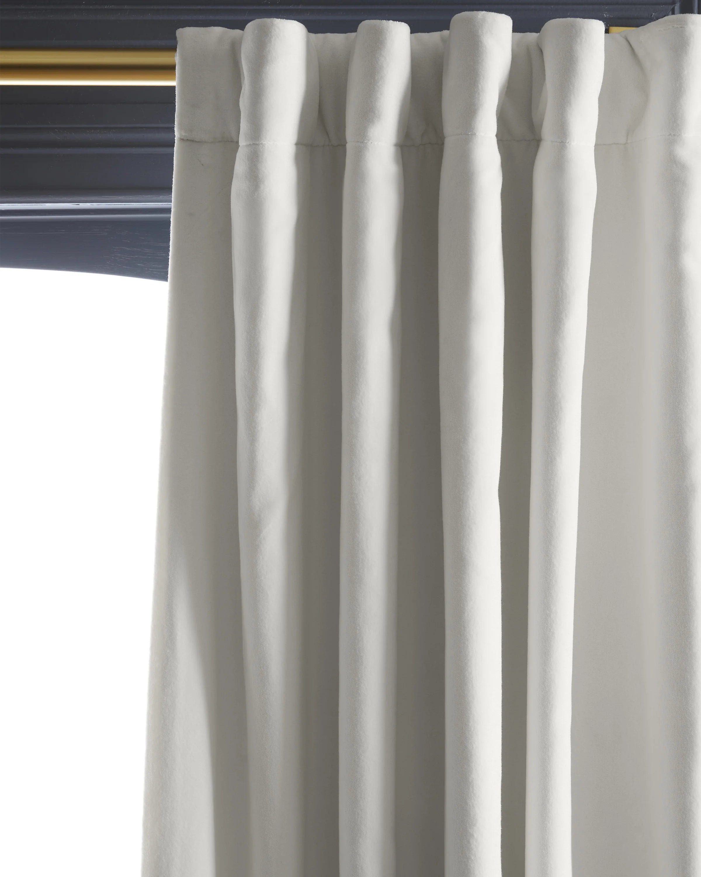 Cotton Velvet Room Darkening Curtain - Single Panel - 48x84 / Ivory Secondary image