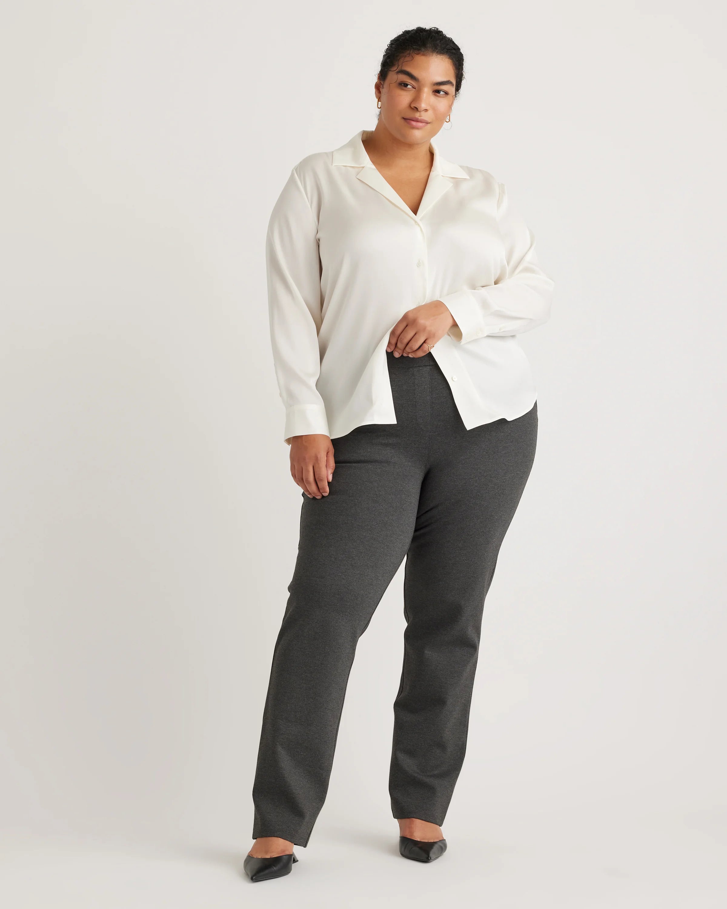 Ultra-Stretch Ponte Straight Leg Pants - 1X / Charcoal Secondary image