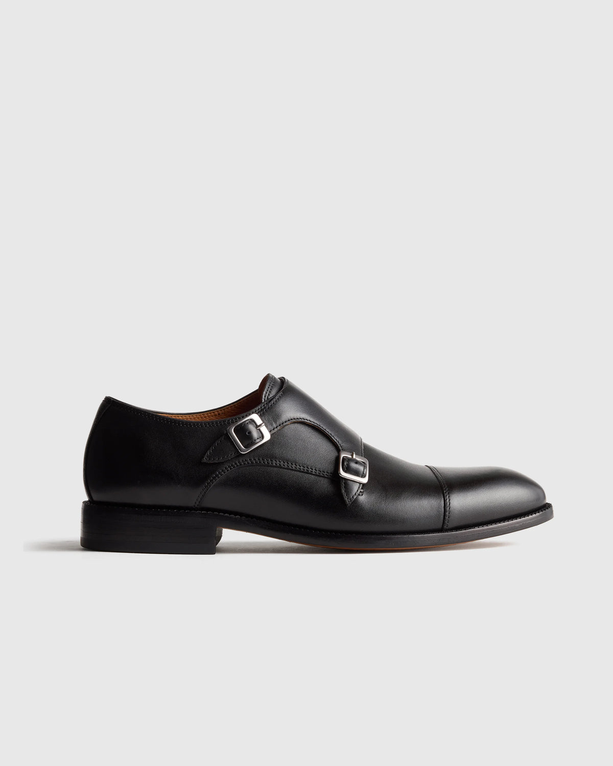 Italian Leather Monk Strap Oxford - 7 / Black Main image