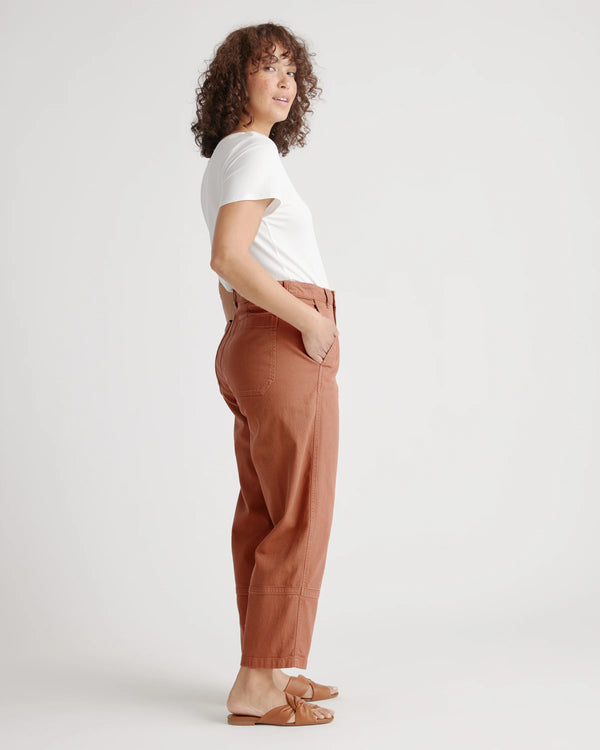 Organic Stretch Cotton Twill Barrel Pants - 0 / Olive
