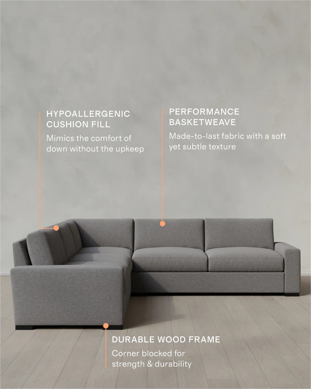 Stillman L Sectional in Performance Basketweave - 116x116 / Flax