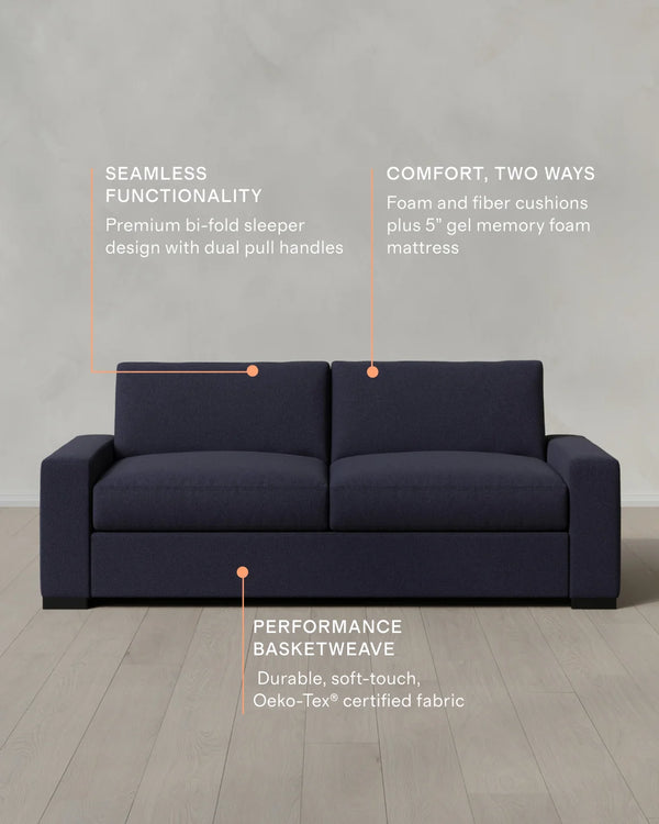 Stillman Sleeper Sofa in Performance Basketweave - Queen / Flax