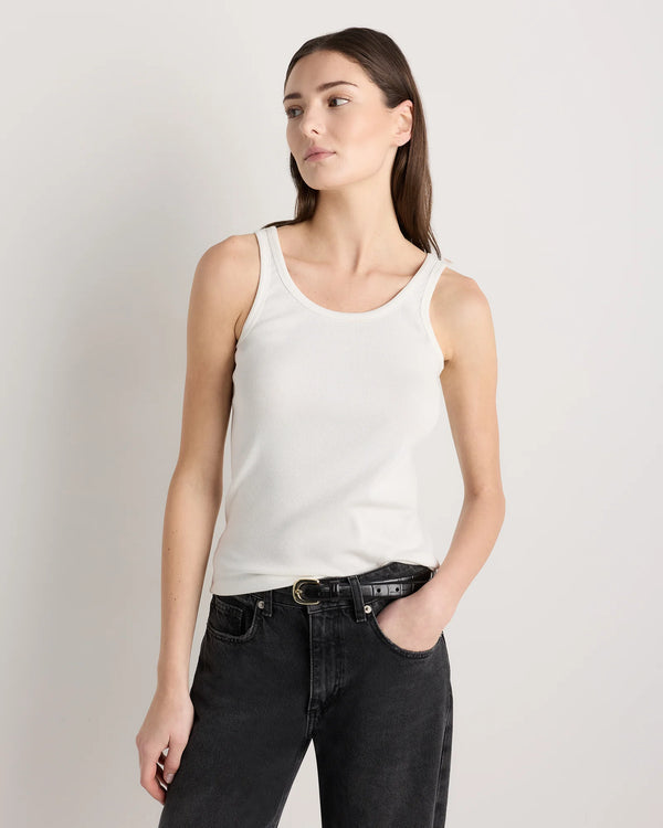 Organic Cotton Micro-Rib Scoop Neck Tank - XS / Moonstone Blue