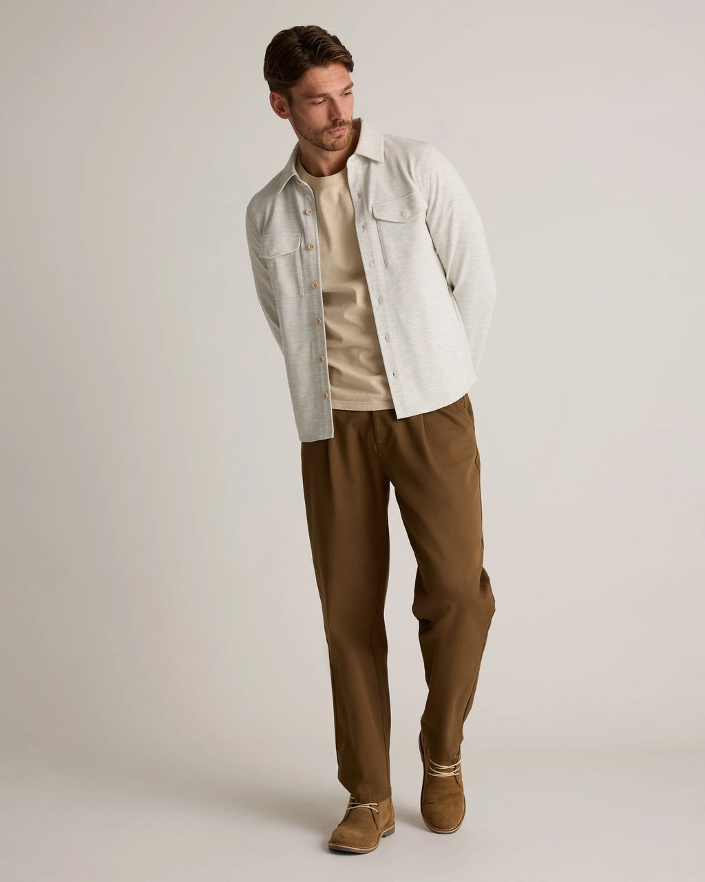 Cotton Pique Knit Overshirt - XS / Heather Charcoal