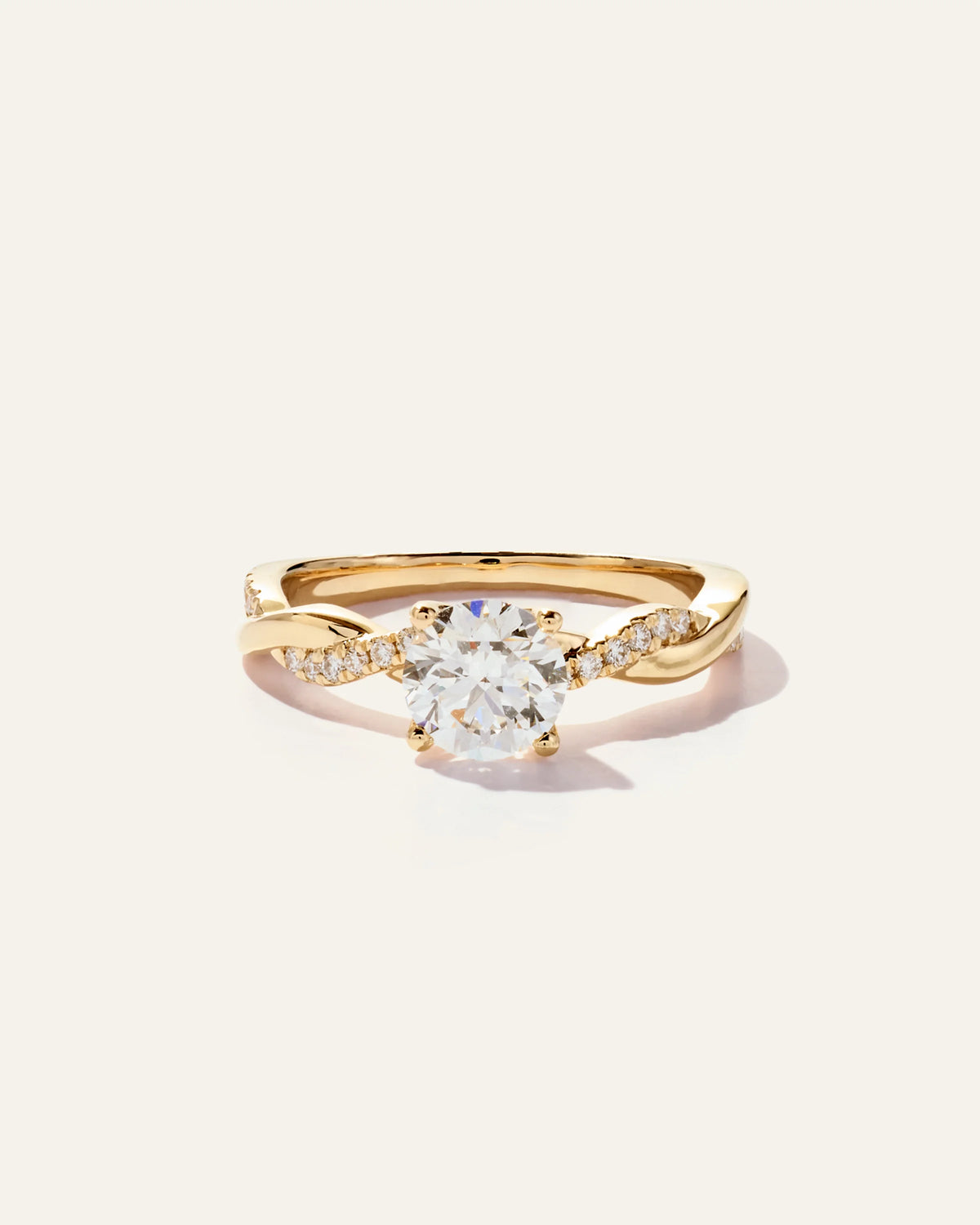 Lab Grown Diamond Round Twisted Engagement Ring - 1ct - 4 / Yellow Gold Main image