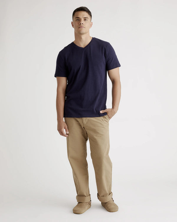 100% Organic Cotton Slub V-Neck Tee - S / Heather Grey