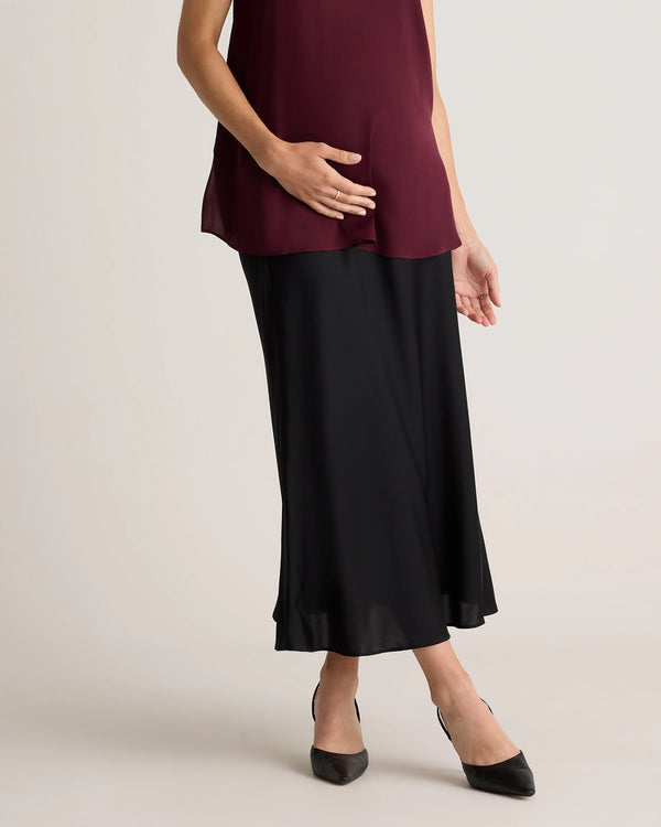 Washable Stretch Silk Maternity Skirt - XS / Vintage Pink