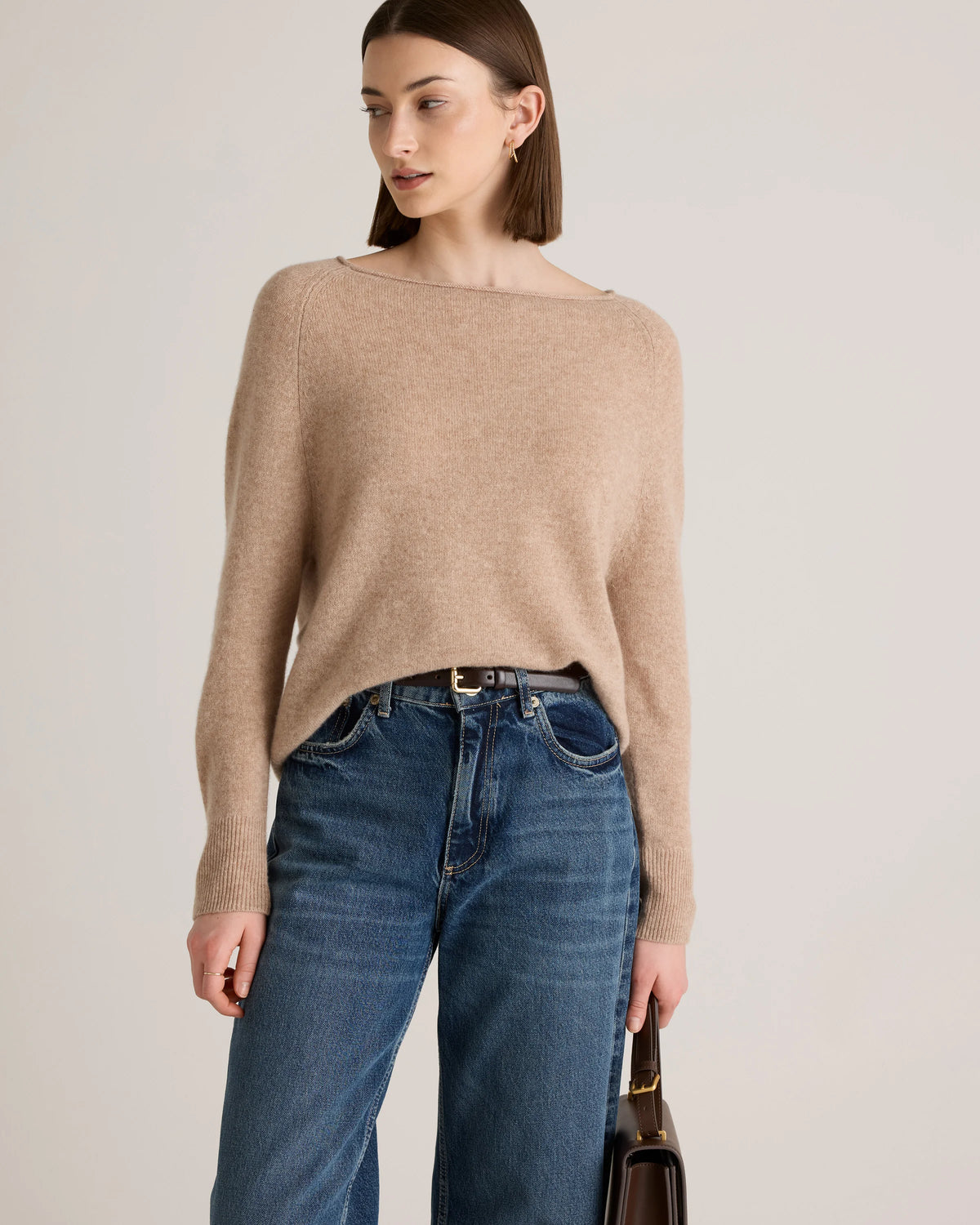Mongolian Cashmere Boatneck Sweater - XS / Black