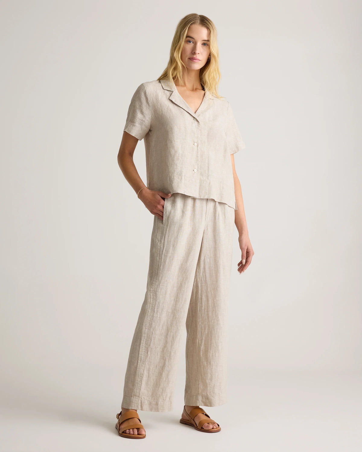 100% European Linen Wide Leg Pants - XS / Bayberry Olive