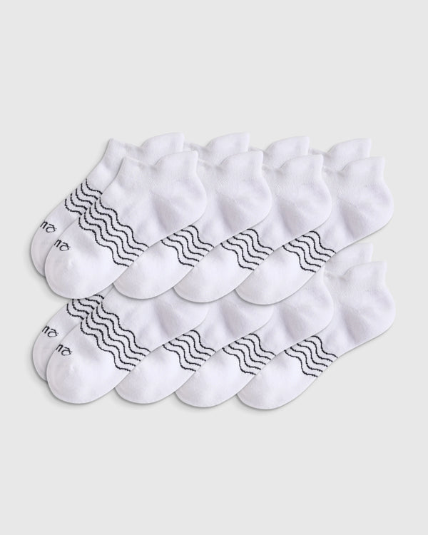 Kids Organic Cotton Ankle Socks 8-Pack - S / Blue/White Multi