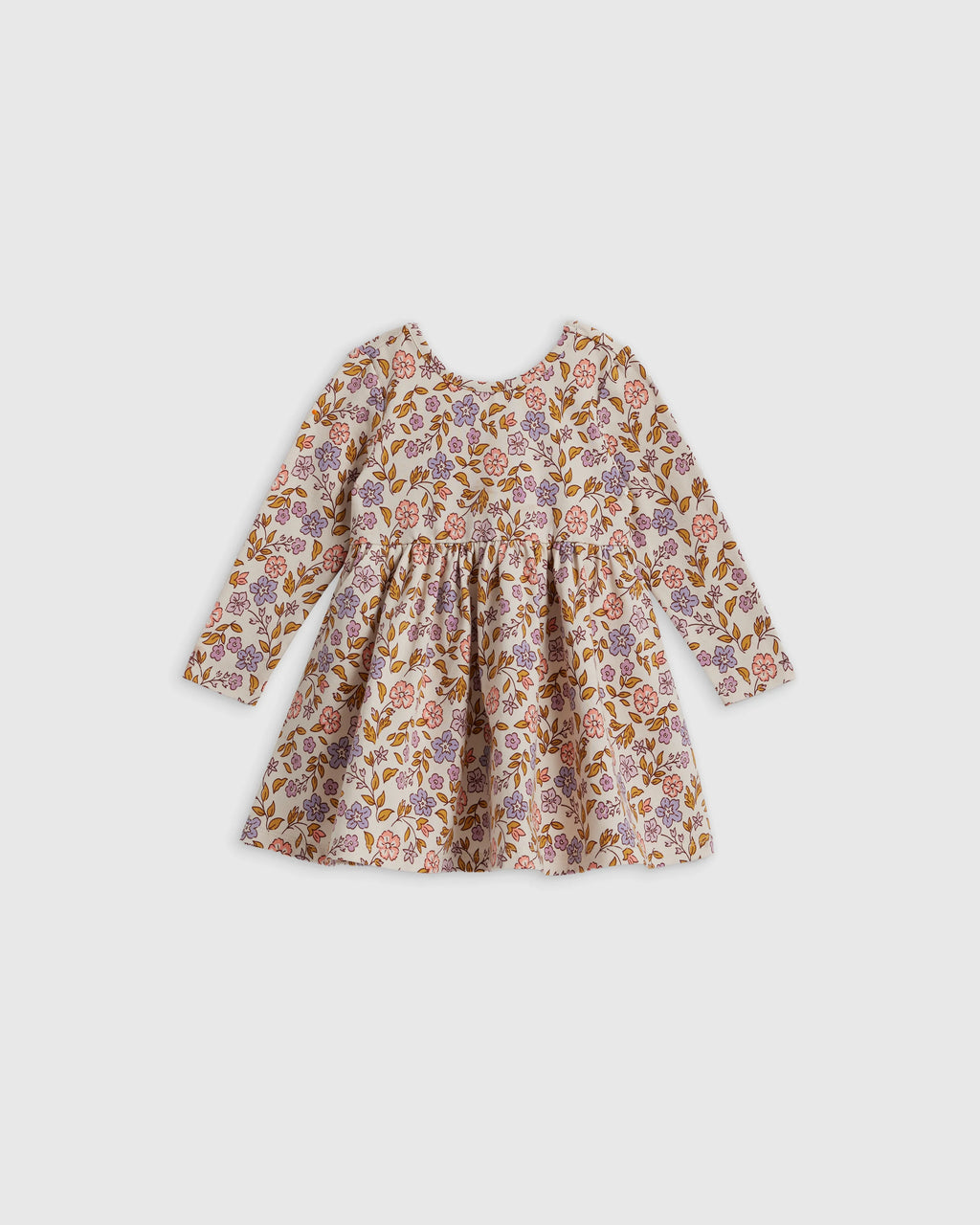 Organic Cotton Long Sleeve Skater Dress - 0-3M / Flower Buds