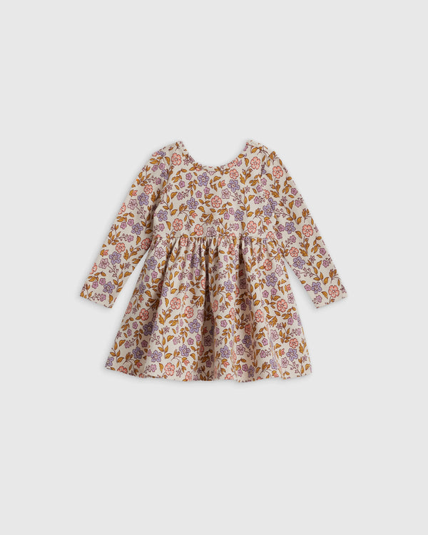Organic Cotton Long Sleeve Skater Dress - 0-3M / Flower Buds