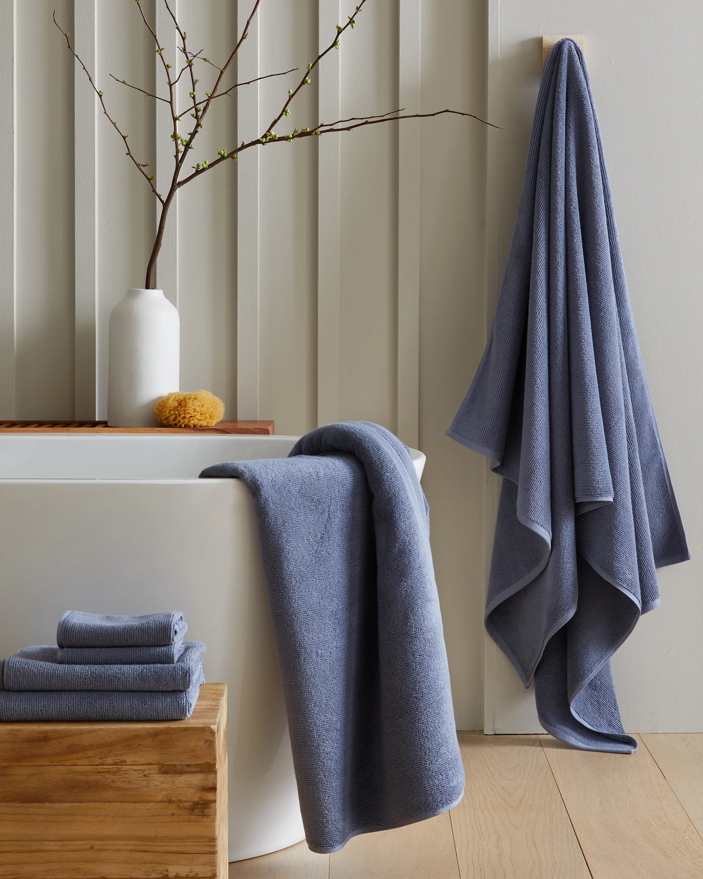 Turkish Ribbed Quick Dry Bath Sheet Bundle - One Size / Mineral Secondary image