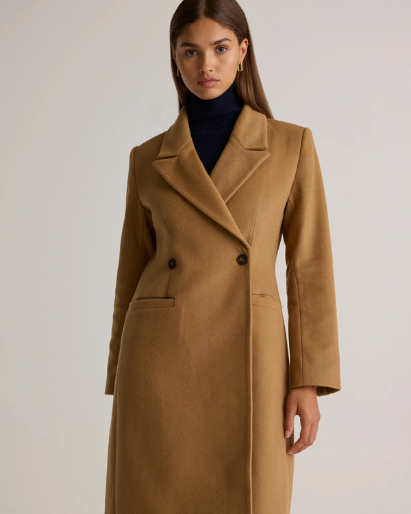 Italian Wool Tailored Long Coat - XS / Caramel