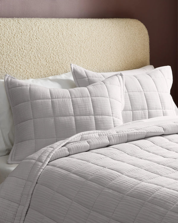 Organic Cotton Gauze Box Quilt Set - Twin / Mineral
