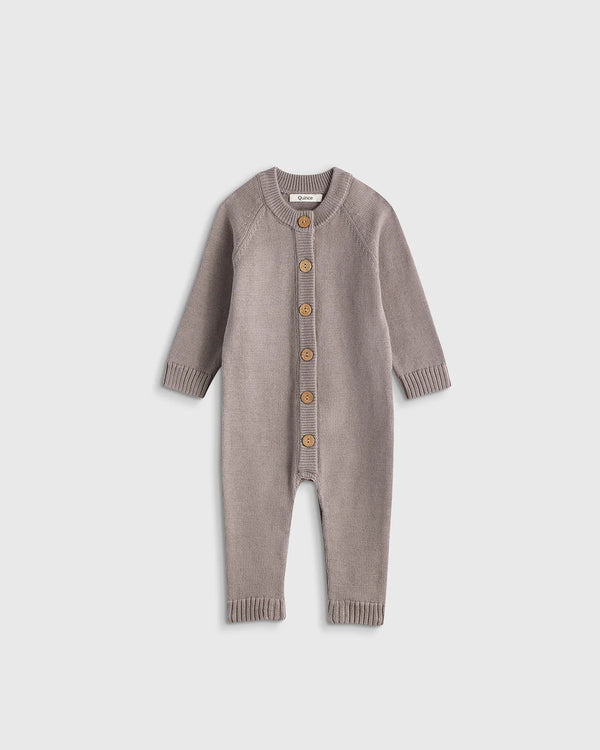 100% Organic Cotton Sweater Romper - 0-3M / Speckled Beige