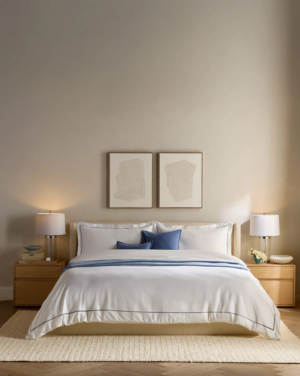 Signature Giza Cotton Sateen Embroidered Deluxe Bedding Bundle - Twin / White/Mineral