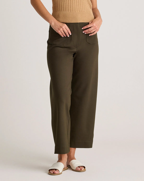 Ultra-Stretch Ponte Cropped Wide Leg Pants - 0 / Espresso
