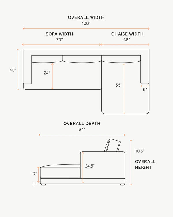 Sierra Curved Arm Chaise Sectional in Performance Boucle - Right Arm / Linen