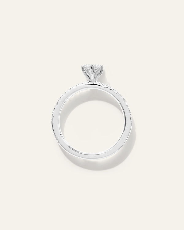 Lab Grown Diamond Marquise Petite Pave Engagement Ring - 1ct - 4 / Yellow Gold