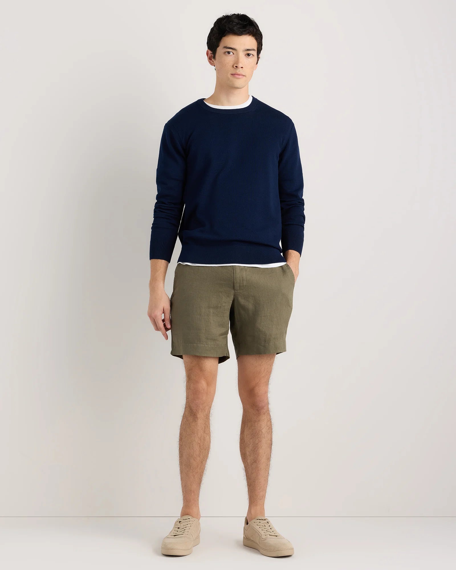 100% European Linen Trouser Shorts - 7" - S / Bayberry Olive Secondary image