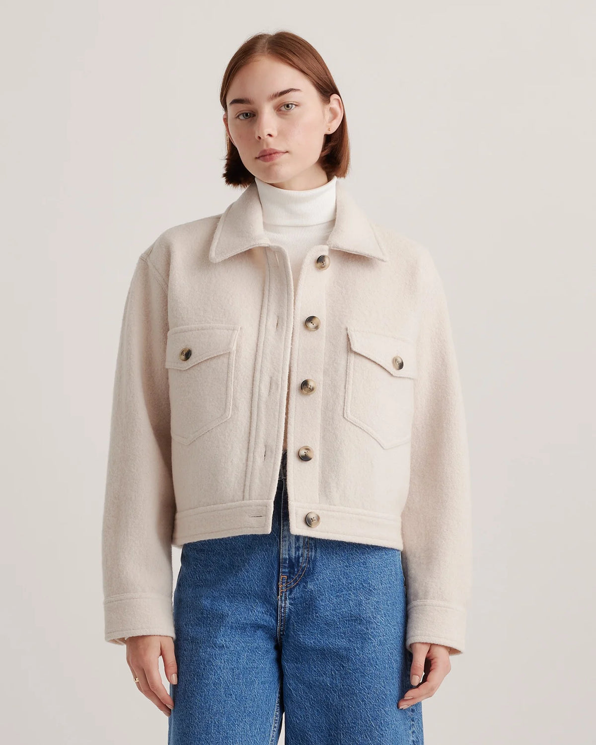 100% Merino Wool Cropped Shirt Jacket - XS / Mulled Wine Main image