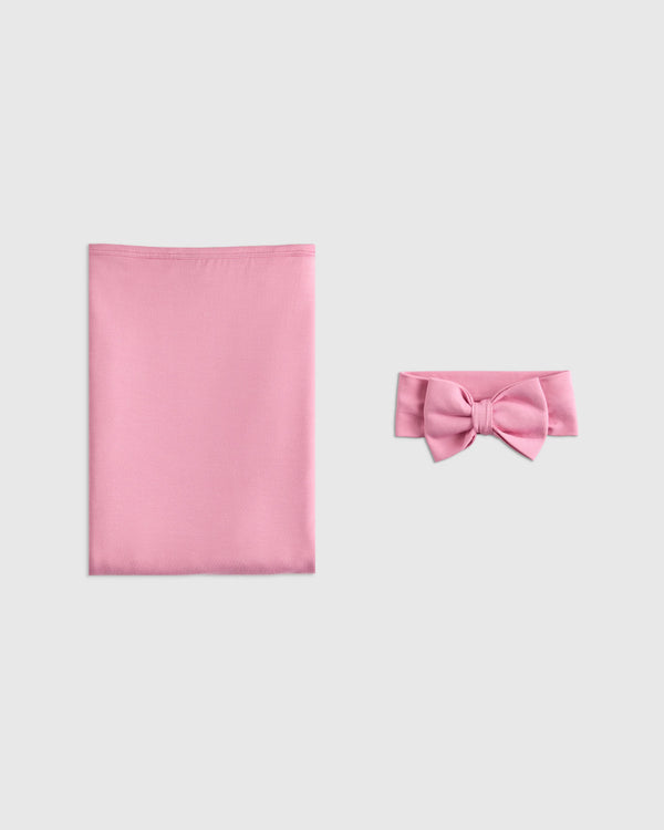 Bamboo Swaddle & Bow Layette Set - One Size / Soft Ditsy Floral