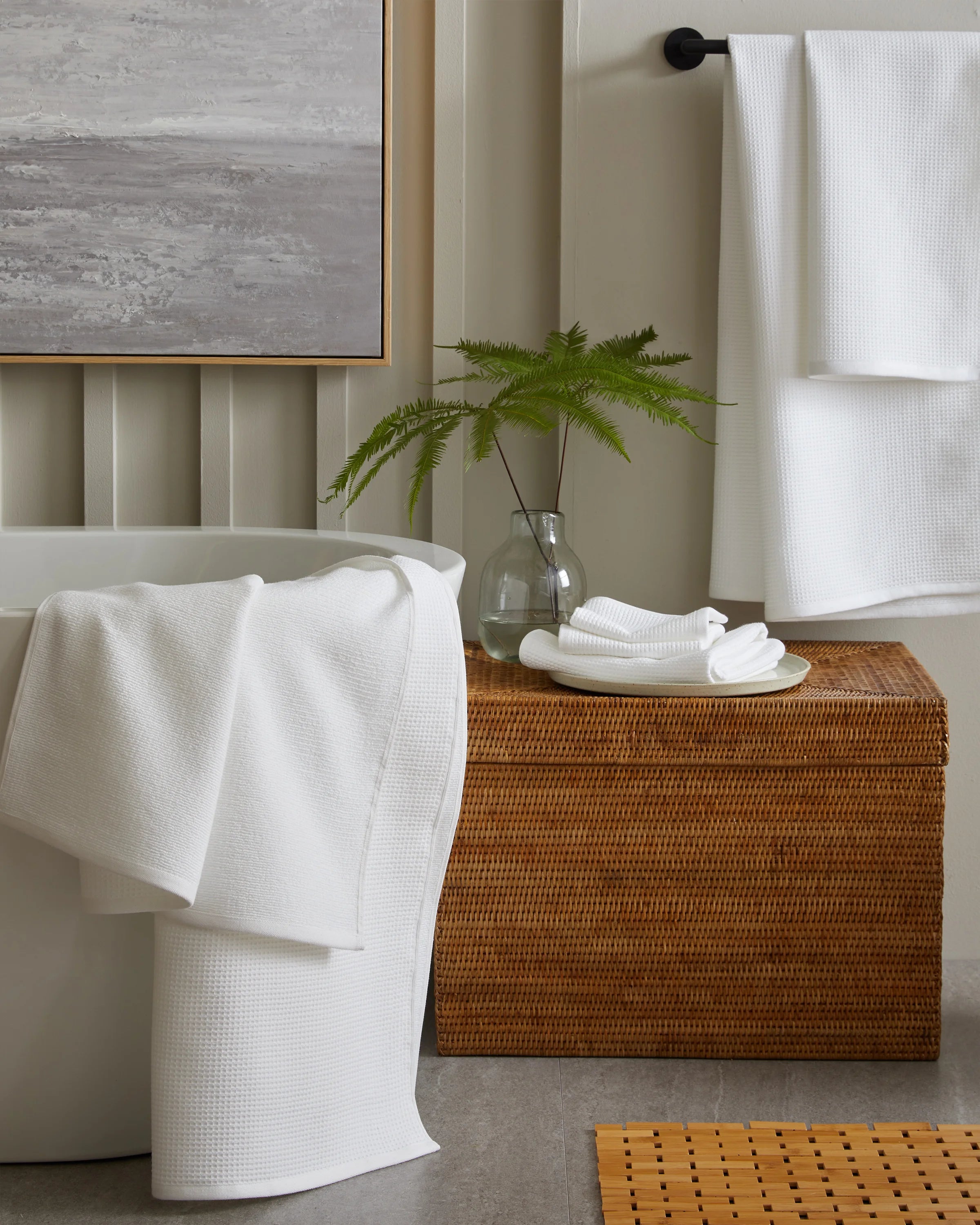 Turkish Waffle Terry Bath Towel Bundle - One Size / White Secondary image