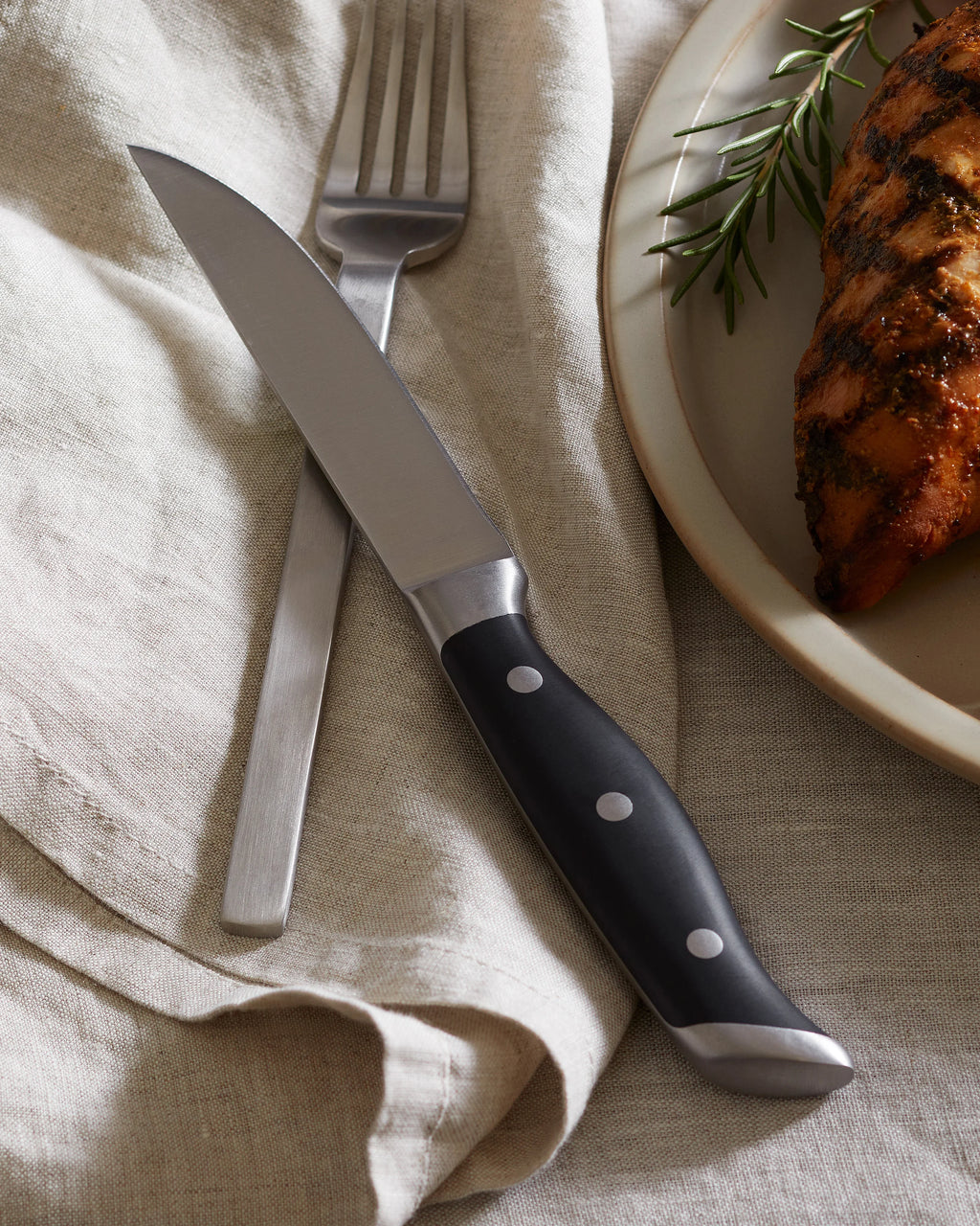 German Stainless Steel Steak Knife Set - One Size / Black