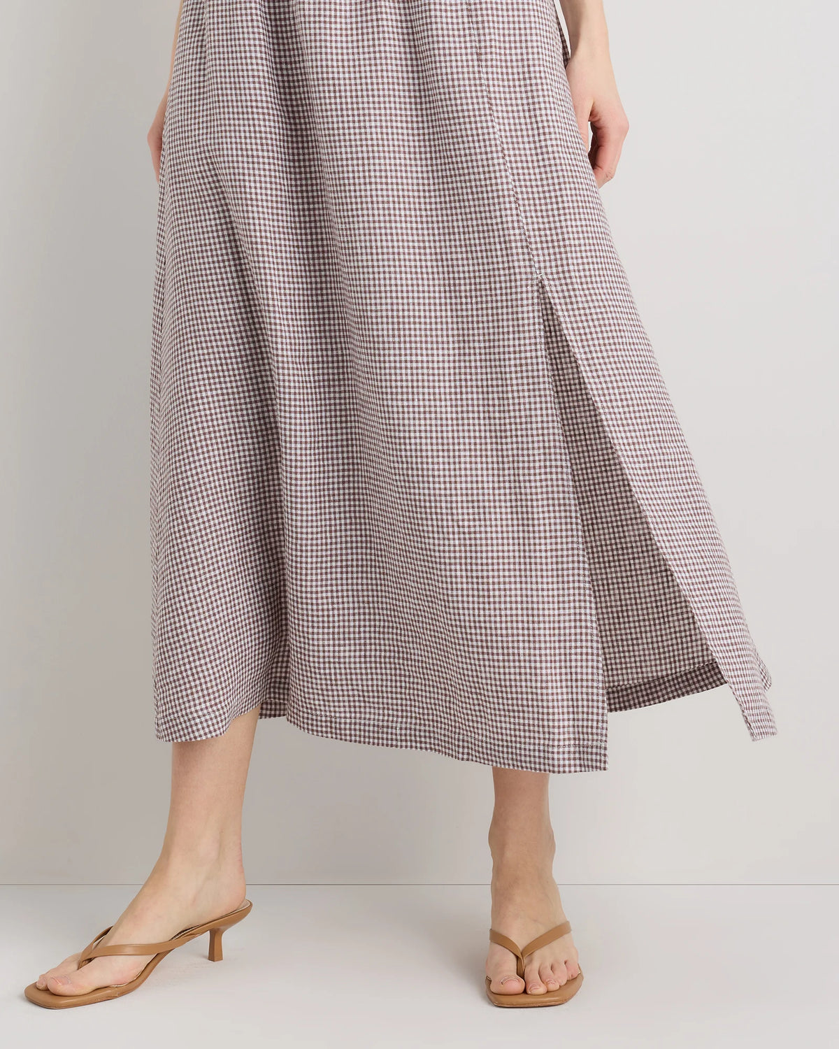 100% European Linen Maxi Skirt - XS / Classic Mini Gingham
