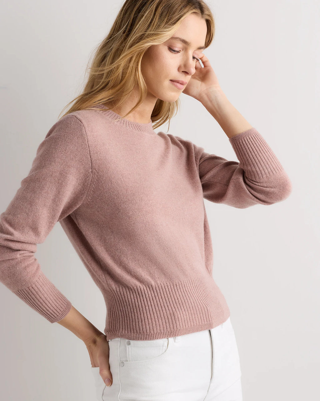 Mongolian Cashmere Shrunken Crewneck Sweater - XS / Ivory
