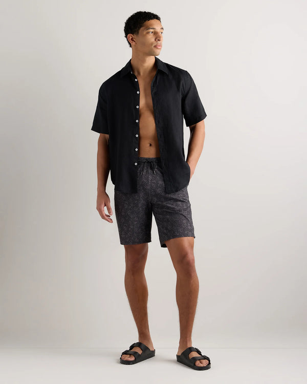 Italian Swim Trunks - 9" - S / Navy Palms