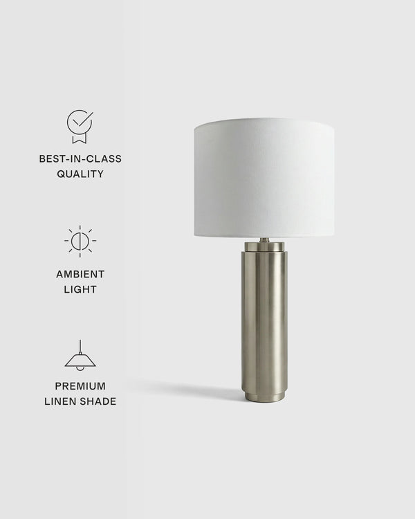 Cylindrical Iron Table Lamp - One Size / Brass
