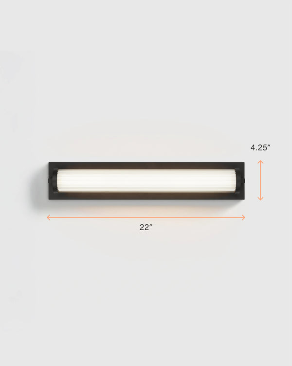 Ribbed Steel LED Vanity Sconce - 22" / Brass